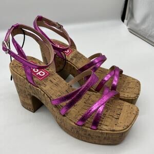 Pop Womens Admission Heeled Sandals Pink Fuschia Size 10M